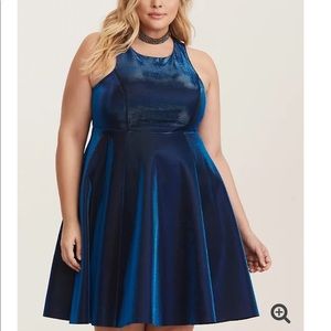 Torrid Blue Iridescent Racerback Skater Dress